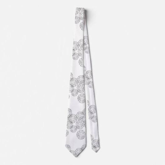 Elegant Black and White Boho Chic Daisy Pattern ネクタイ (正面)