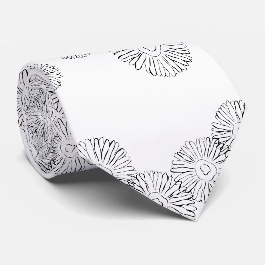 Elegant Black and White Boho Chic Daisy Pattern ネクタイ (ロール)