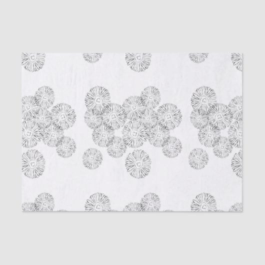 Elegant Black and White Boho Chic Daisy Pattern  薄葉紙 (正面)
