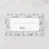 Elegant Black and White Botanical Border プレイスカード (正面)