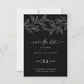 Elegant Black and White Botanical Wedding セーブザデート (正面)