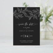 Elegant Black and White Botanical Wedding セーブザデート (スタンド正面)