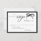 Elegant Black and White Bow Simple Modern Wedding 出欠カード (正面)