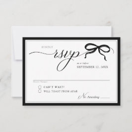 Elegant Black and White Bow Simple Modern Wedding 出欠カード