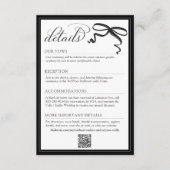 Elegant Black and White Bow Simple Wedding Details エンクロージャーカード (正面)