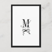 Elegant Black and White Bow Simple Wedding Details エンクロージャーカード (裏面)
