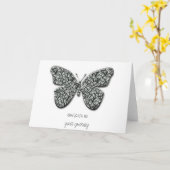 Elegant Black And White Butterfly カード (黄色い花)