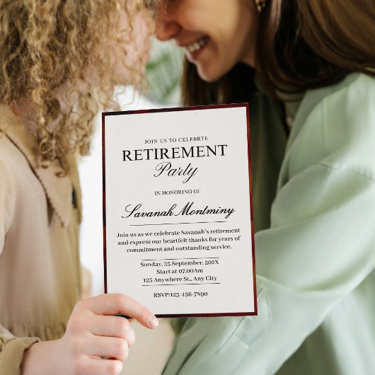 Elegant Black and White Calligraphy Retirement Par 招待状