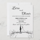 elegant black and white chic wedding invittion 招待状 (正面)