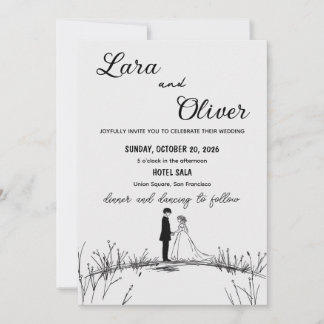 elegant black and white chic wedding invittion 招待状