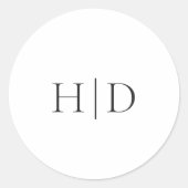 Elegant Black and White Classic Wedding ラウンドシール (正面)