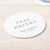 Elegant Black and White Classic Wedding ラウンドペーパーコースター (アングル)