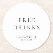 Elegant Black and White Classic Wedding ラウンドペーパーコースター (正面)