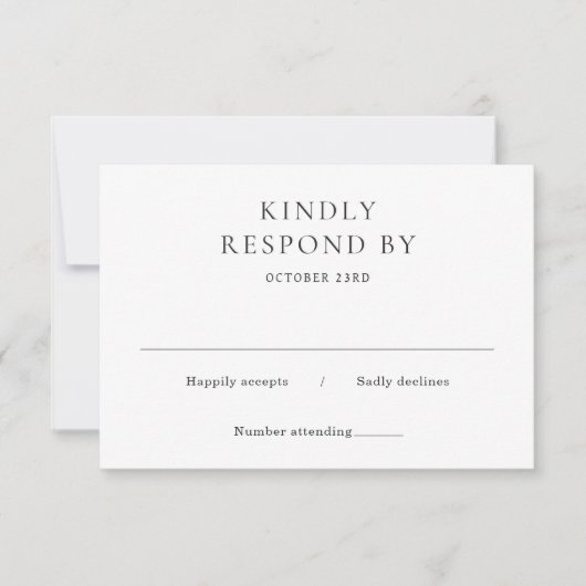 Elegant Black and White Classic Wedding 出欠カード (正面)