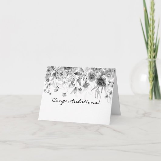 Elegant Black and White Congratulations Card サンキューカード (正面)