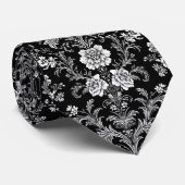Elegant Black and White Damask - Vintage Baroque ネクタイ (ロール)