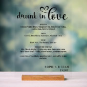 Elegant Black and White Drunk in Love Wedding Menu アクリルサイン (ニュートラル)