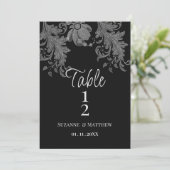 Elegant black and white floral lace Table Numbers 招待状 (スタンド正面)