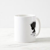Elegant black-and-white floral silhouette design  コーヒーマグカップ (正面右)