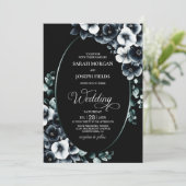Elegant Black and White Floral Wedding 招待状 (スタンド正面)