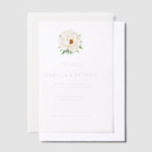 Elegant Black and White Floral Wedding Invitation ベラム紙招待状 (オフセット)