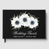 Elegant Black and White Flowers Wedding ゲストブック (正面)