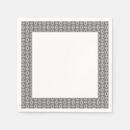 Elegant Black and White Folk Floral Seamless Patte スタンダードカクテルナプキン