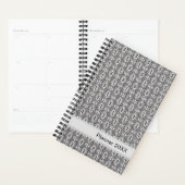 Elegant Black and White Folk Floral Seamless Patte プランナー手帳 (ディスプレー)