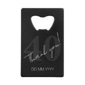 Elegant Black and White Forty 40th Birthday クレジットカード栓抜き (裏面)