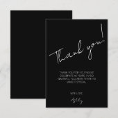 Elegant Black and White Forty 40th Birthday サンキューカード (正面/裏面)
