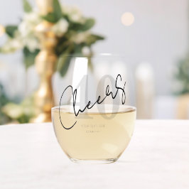 Elegant Black and White Forty 40th Birthday ステムなしワイングラス