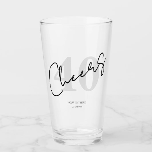 Elegant Black and White Forty 40th Birthday タンブラーグラス (正面)