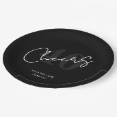 Elegant Black and White Forty 40th Birthday ペーパープレート (アングル)