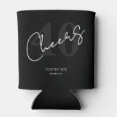 Elegant Black and White Forty 40th Birthday 缶クーラー (裏面)