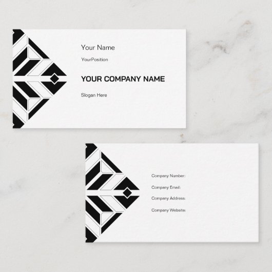 Elegant Black and White Geometric Design 名刺 (正面/裏面)