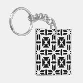 Elegant Black and White Geometric Pattern キーホルダー (正面左)