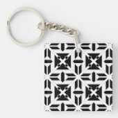Elegant Black and White Geometric Pattern キーホルダー (正面)