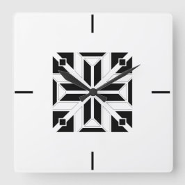 Elegant Black and White Geometric Pattern スクエア壁時計