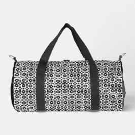 Elegant Black and White Geometric Pattern ダッフルバッグ