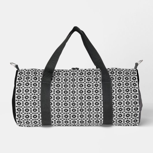 Elegant Black and White Geometric Pattern ダッフルバッグ (正面)
