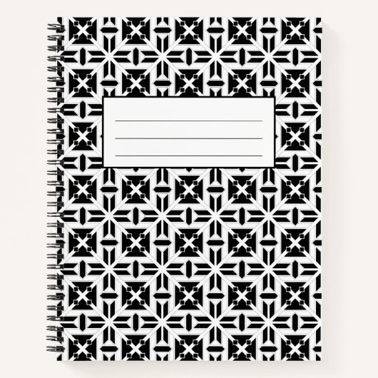 Elegant Black and White Geometric Pattern ノートブック (正面)