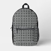 Elegant Black and White Geometric Pattern プリントバックパック (正面)