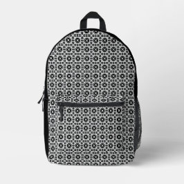 Elegant Black and White Geometric Pattern プリントバックパック