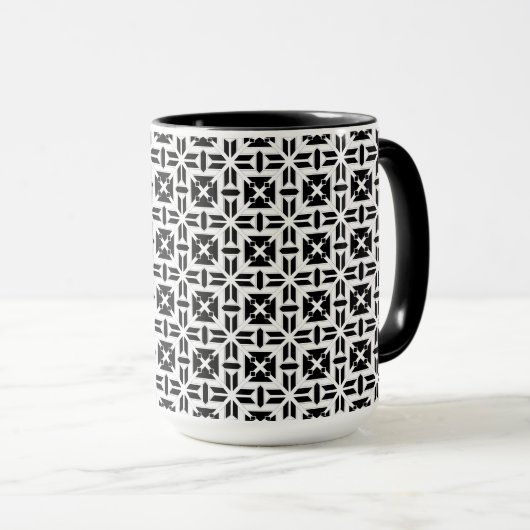 Elegant Black and White Geometric Pattern マグカップ (正面右)