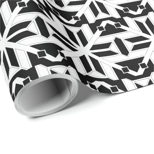 Elegant Black and White Geometric Pattern ラッピングペーパー (ロールコーナー)
