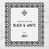 Elegant Black and White Geometric Pattern ワインラベル (シングルラベル)