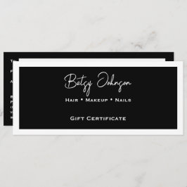 Elegant Black and White Gift Certificate Card 招待状