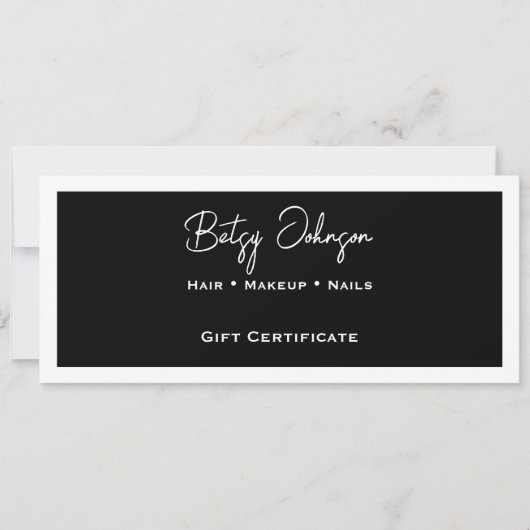 Elegant Black and White Gift Certificate Card 招待状 (正面)