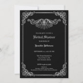Elegant black and white Gothic Bridal Shower 案内状 (正面)