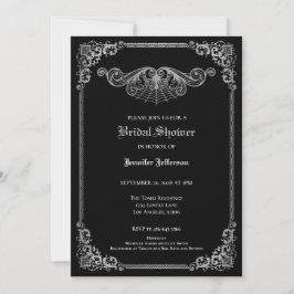 Elegant black and white Gothic Bridal Shower 案内状